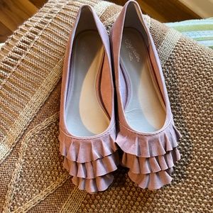 Seychelles Dusty Rose Suede Flats with Ruffle Toe Size 7.5